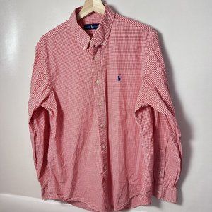 Polo Ralph Lauren Gingham Shirt Large Orange Long Sleeve Button Down